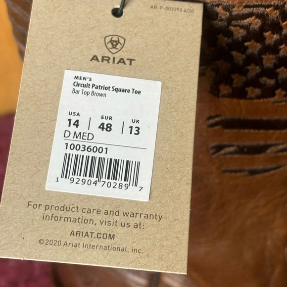 NWT Ariat Men’s Style #10036001 Circuit Patriot Square Toe Western Boot size 14 - Picture 5 of 5